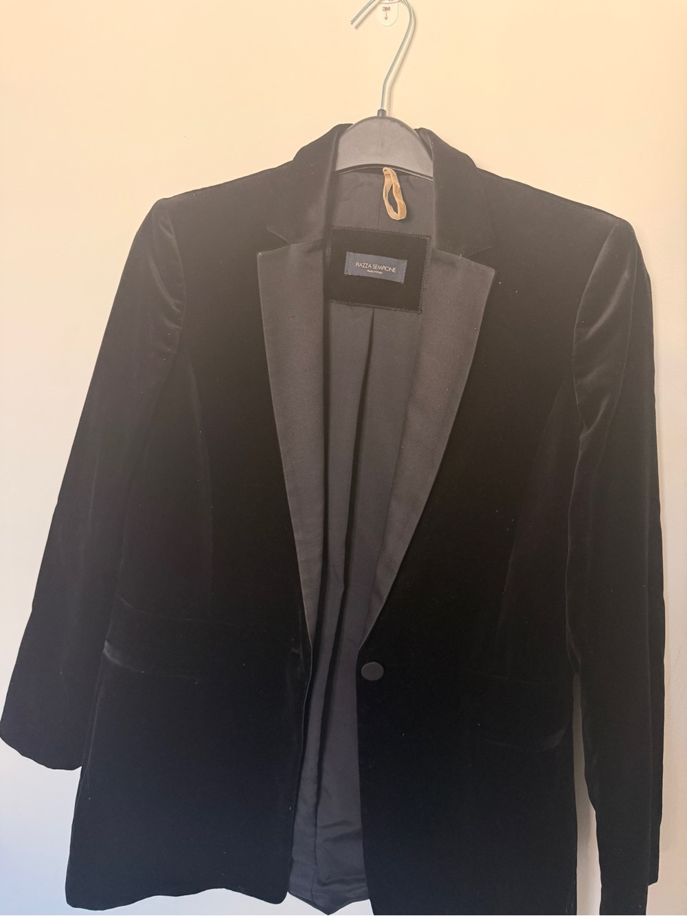 Piazza Sempione Black Velvet Blazer - Single Button Tailored Jacket IT 44